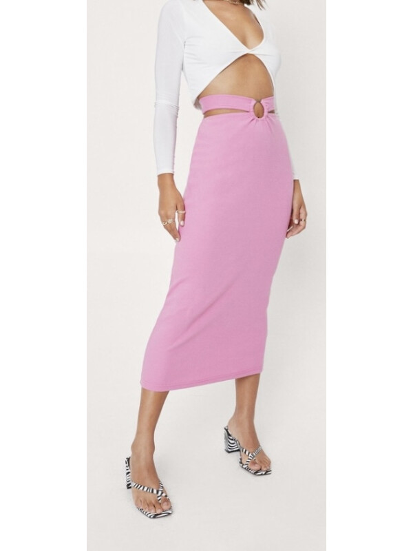 Fusta midi roz Nasty Gal 