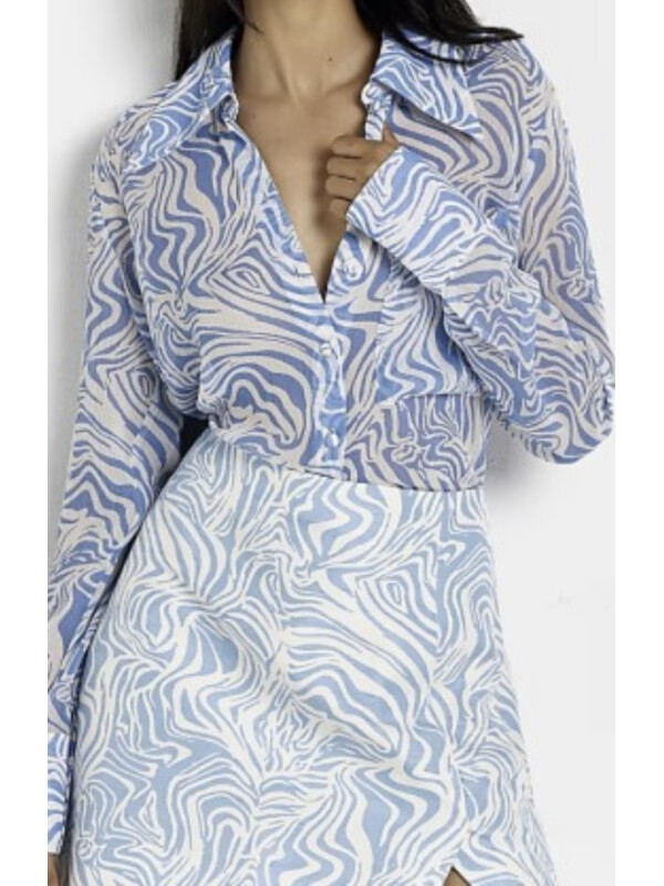 CĂMAȘĂ CU IMPRIMEU ALBASTRU