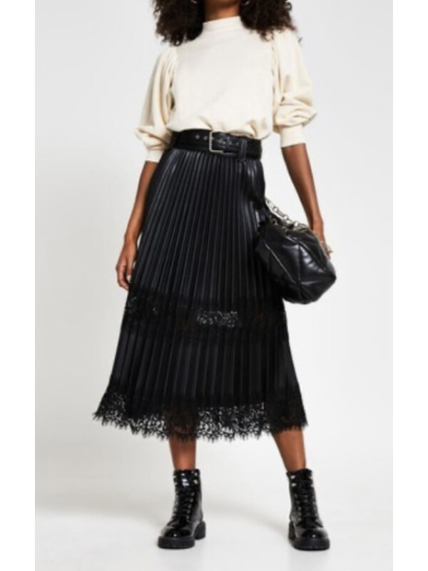 FUSTA PLISATA CU DANTELA