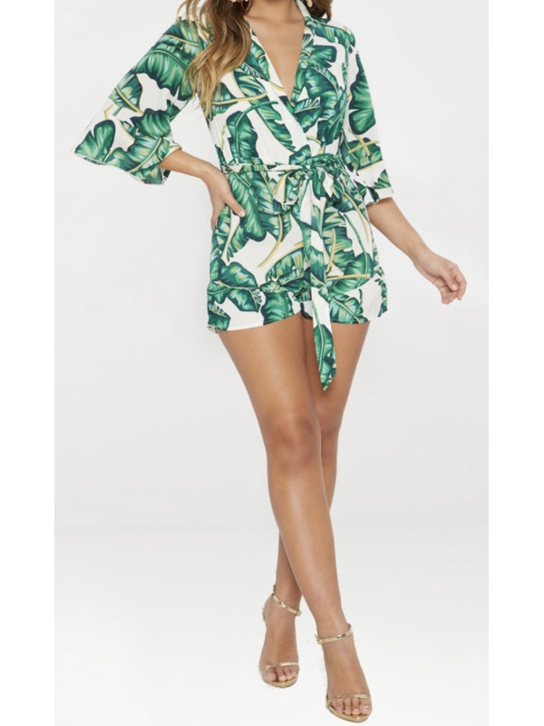 SALOPETA VERDE TROPICAL CU MANECI