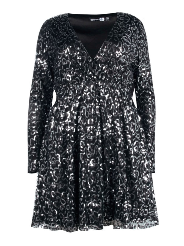 Plus rochie skater cu paiete