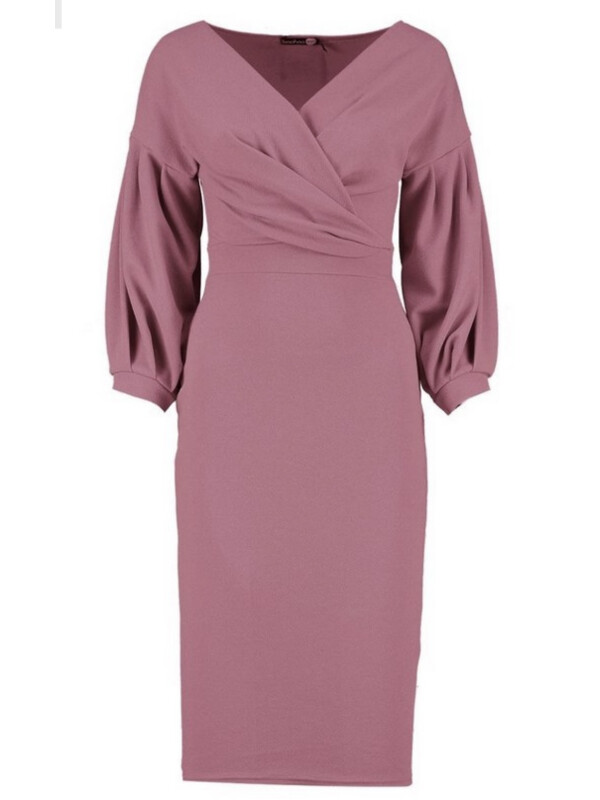 Rochie midi cu umeri scoși