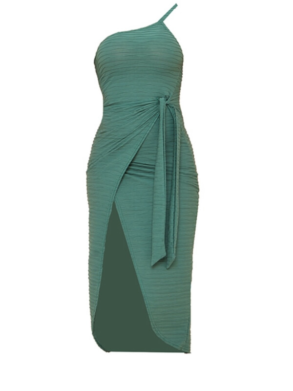 ROCHIE MIDI CU TEXTURA VERDE