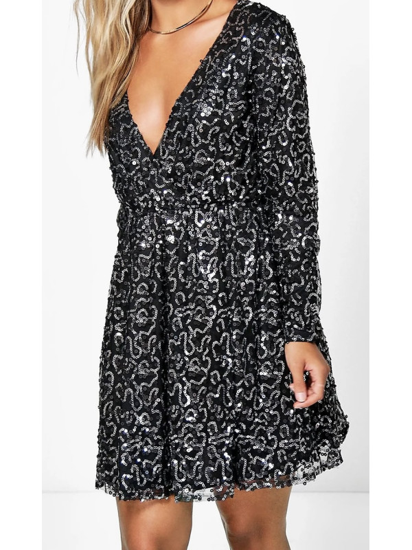 Plus rochie skater cu paiete