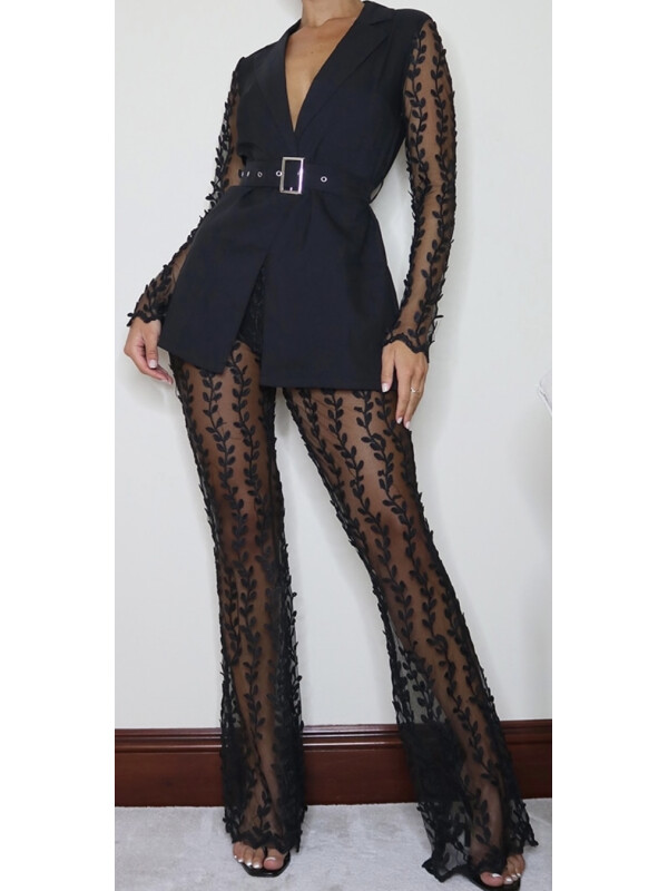 SACOU ȚESUT NEGRU DIN DANTELĂ 