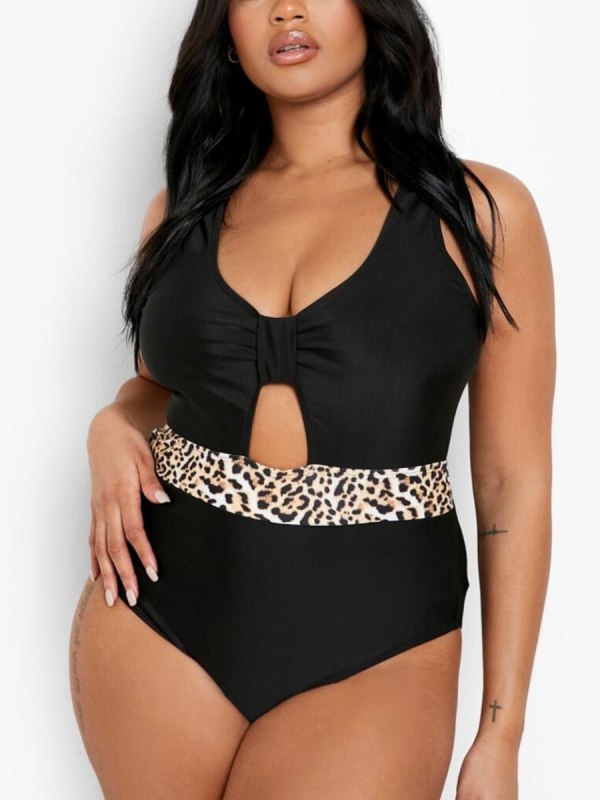 COSTUM DE BAIE CU DECUPAJ CONTRAST LEOPARD