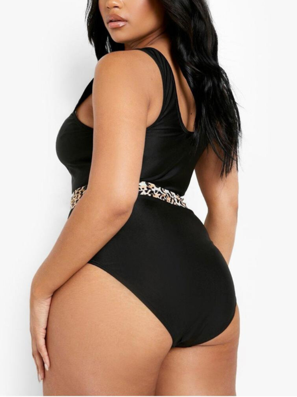 COSTUM DE BAIE CU DECUPAJ CONTRAST LEOPARD