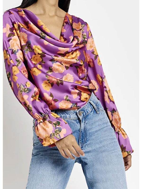 BLUZA DIN SATIN FLORAL