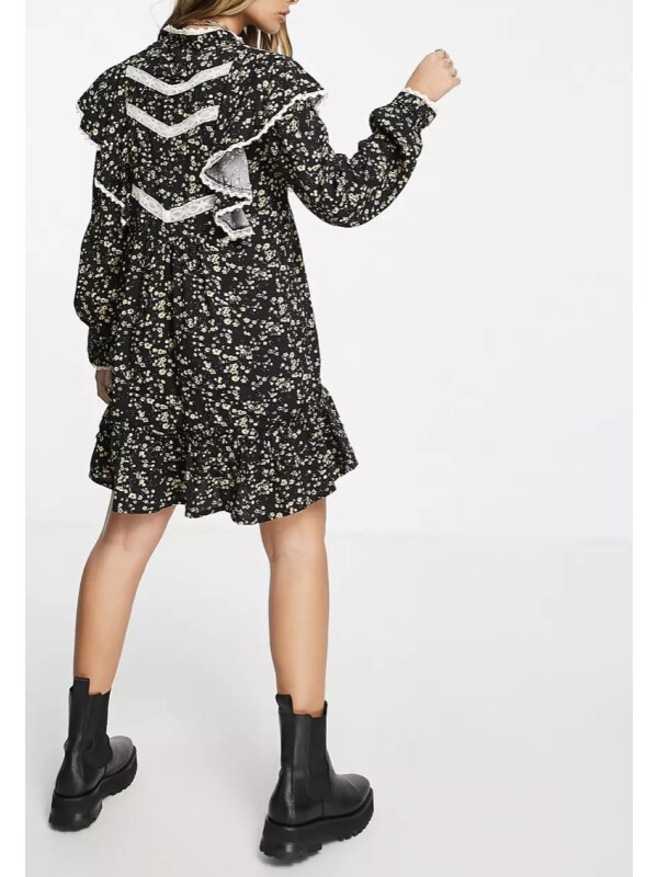 ROCHIE NEAGRA CU FLORI GALBENE 