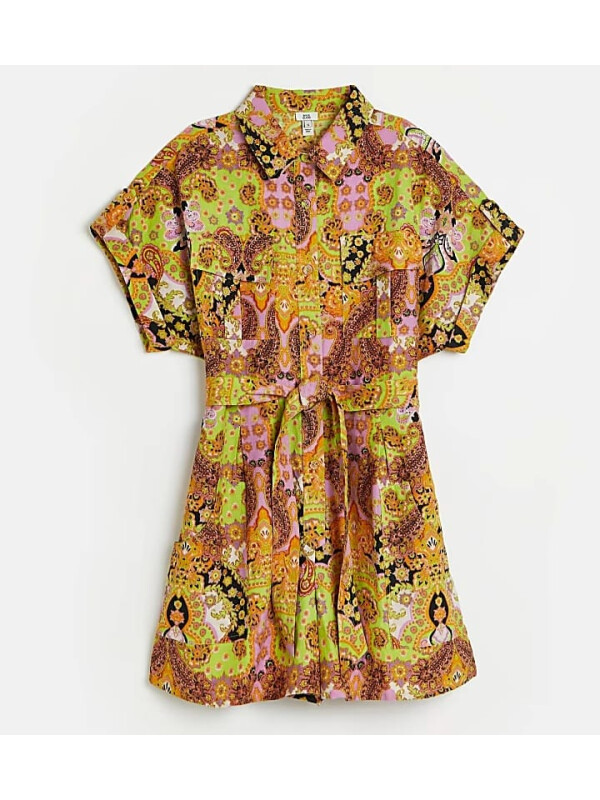 SALOPETĂ SCURTĂ STIL CĂMAȘĂ IMPRIMEU PAISLEY
