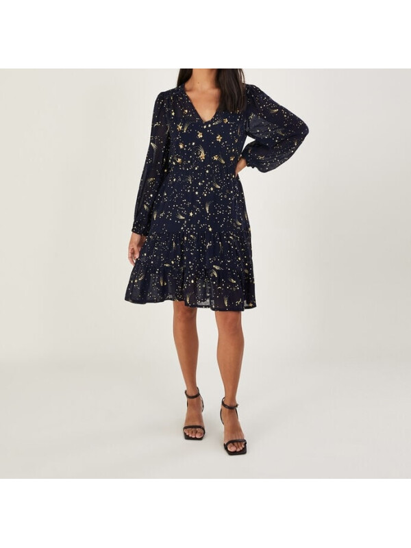 Rochie Constella albastră cu paiete și detalii -Monsoon-Bleumarin-S