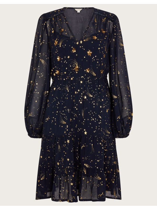 Rochie Constella albastră cu paiete și detalii 