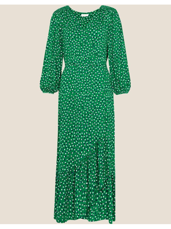 Rochie din jerseu cu buline verde