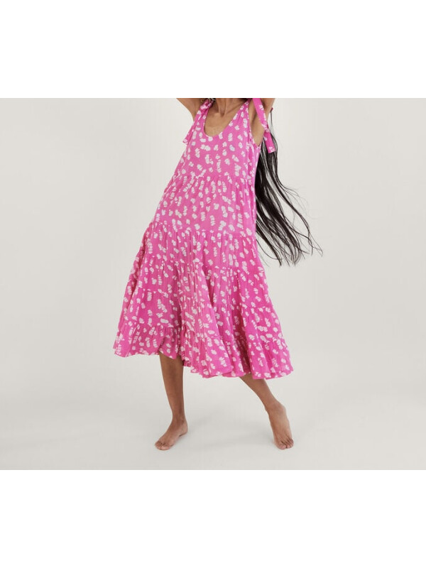 Rochie midi cu imprimeu roz