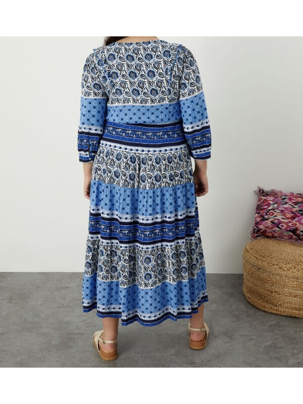 Rochie cu imprimeu cu dungi heritage border albastru-Monsoon-Albastru-S