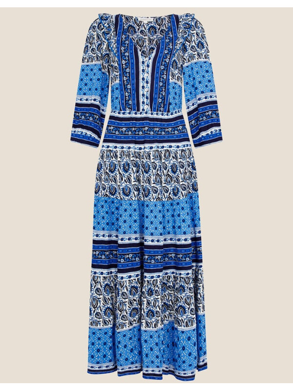 Rochie cu imprimeu cu dungi heritage border albastru