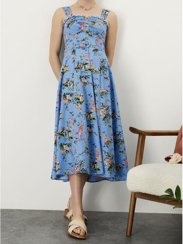 Rochie Pushka cu curea din popelin din bumbac-Monsoon-Albastru-38-New