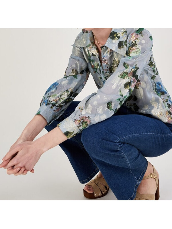 Bluza Vinnie cu imprimeu floral gri