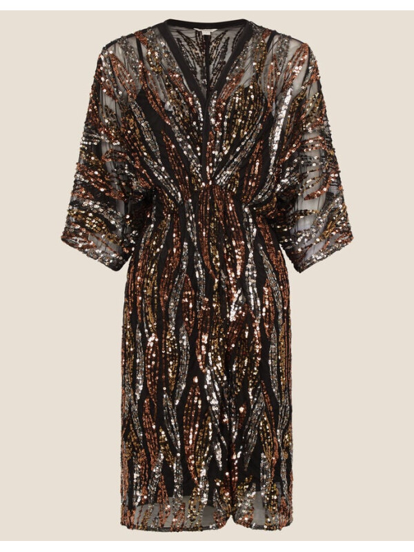 Rochie neagră Sloane cu detalii ornamentale și twist