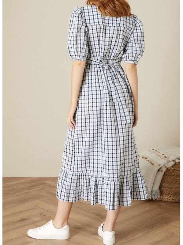 Rochie petrecută Dolly din gingham-Albastru-40