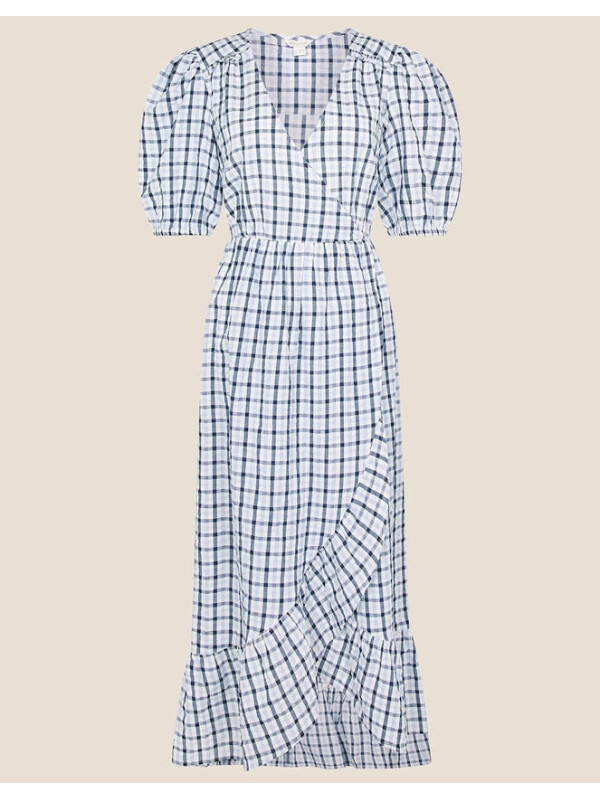 Rochie petrecută Dolly din gingham-Albastru-40