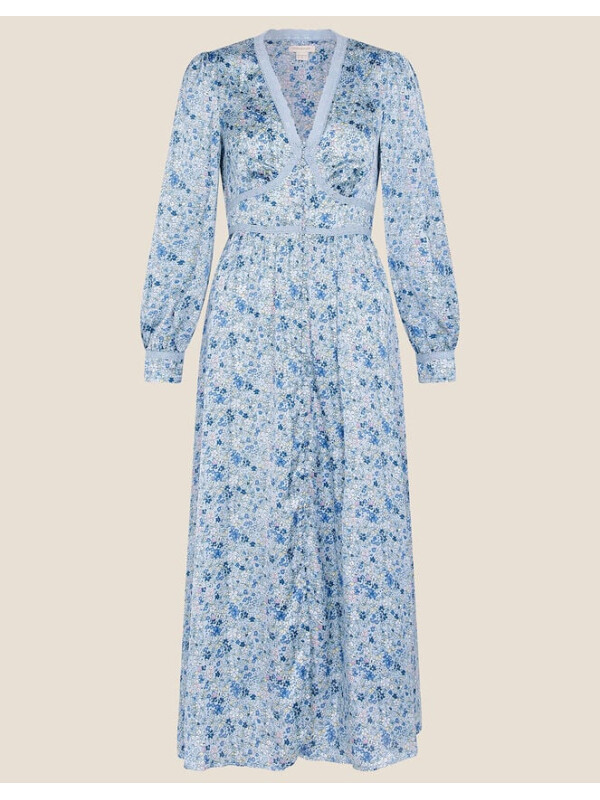 Rochie tip tea Ditsy din poliester reciclat, albastră