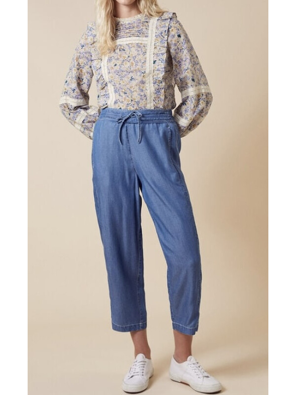 Top prairie floral și din dantelă brodată, mov