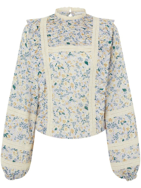 Top prairie floral și din dantelă brodată, mov