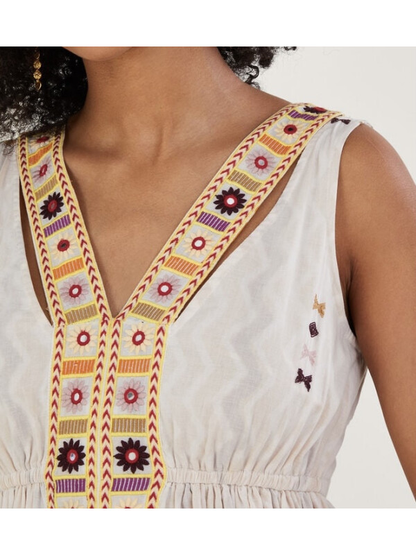 Rochie statement cu broderie în formă de V-Crem-M