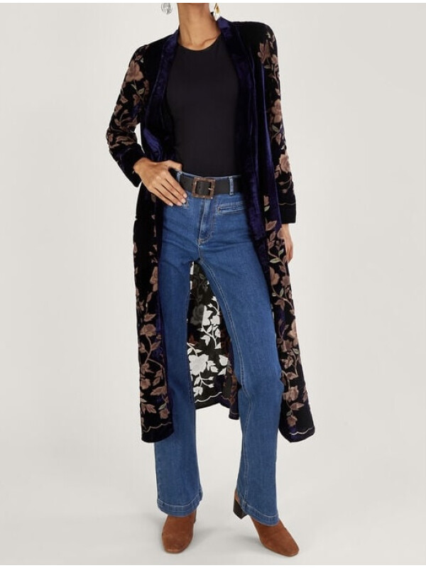 Kimono Daphne Devore Velvet,albastru-Albastru-XXL