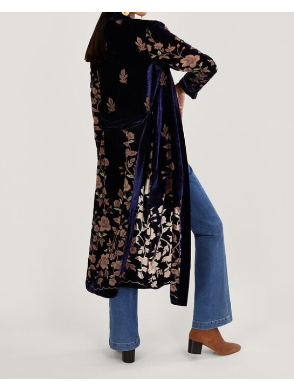 Kimono Daphne Devore Velvet,albastru