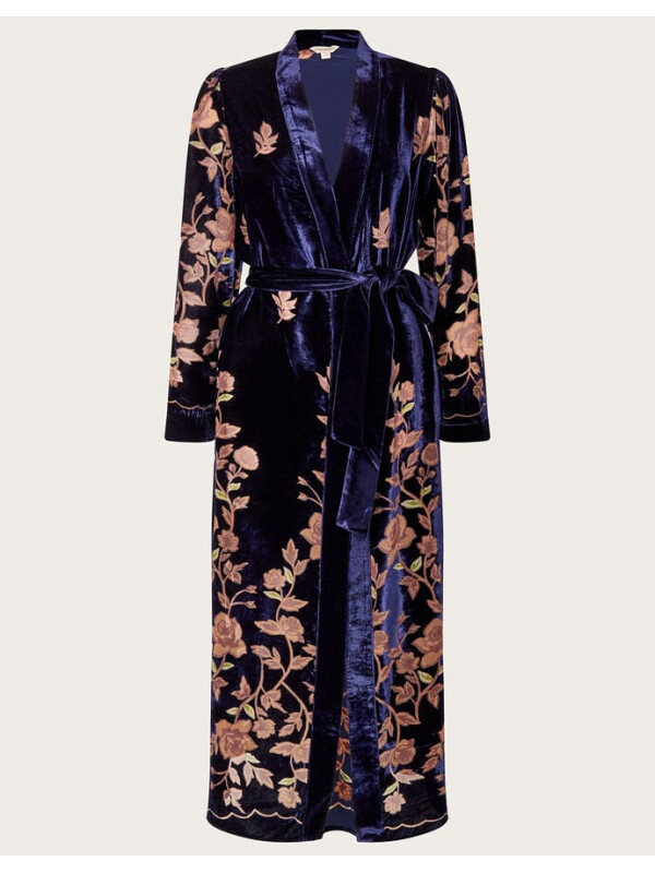 Kimono Daphne Devore Velvet,albastru
