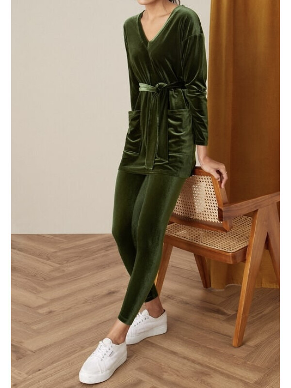 Top din catifea verde cu cordon