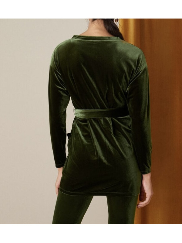 Top din catifea verde cu cordon