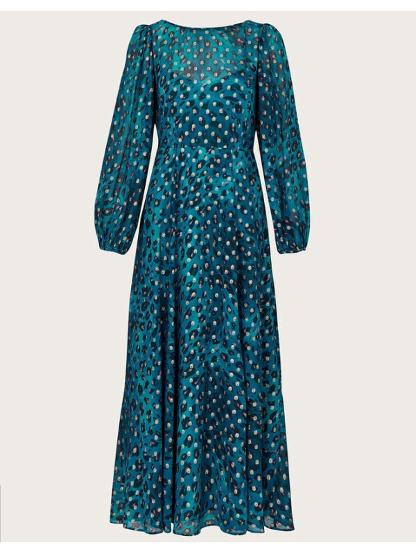 Rochie midi cu imprimeu animal print, realizată din viscoză sustenabilă