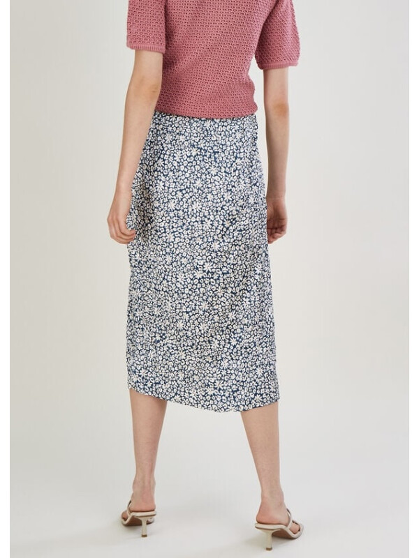 Fustă midi Anias cu imprimeu animalier, textură creponată și poliester reciclat-Alb Negru-XL