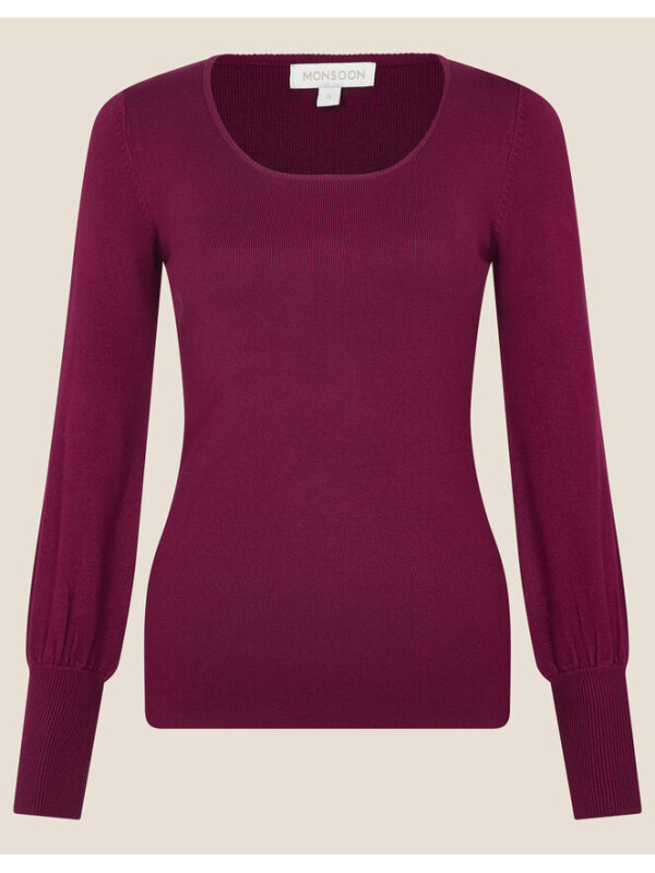 Pulover cu decolteu rotund adâncit,culoare visiniu-Rosu-XL