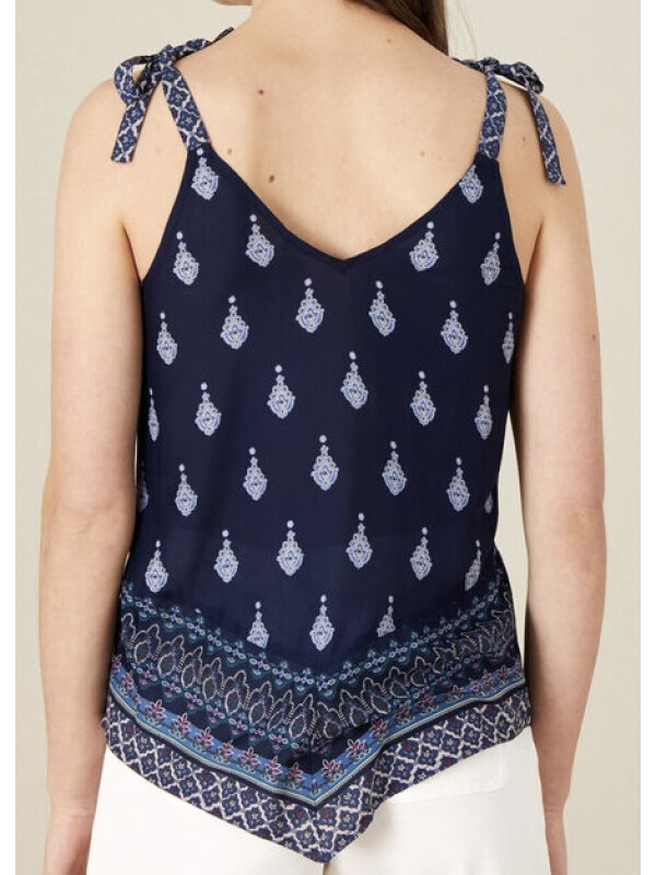 Top Claudia cu bretele subțiri și imprimeu, din LENZING™ ECOVERO™-Bleumarin-S