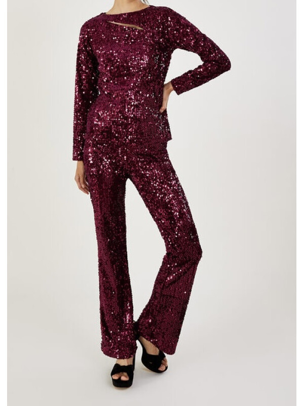 Top roșu Daisy din catifea cu paiete-Rosu-XXL