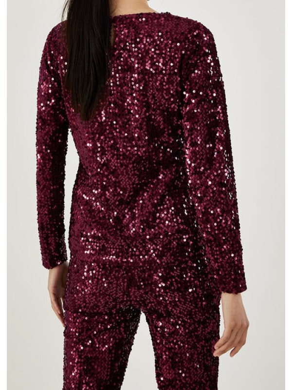 Top visiniu Daisy din catifea cu paiete