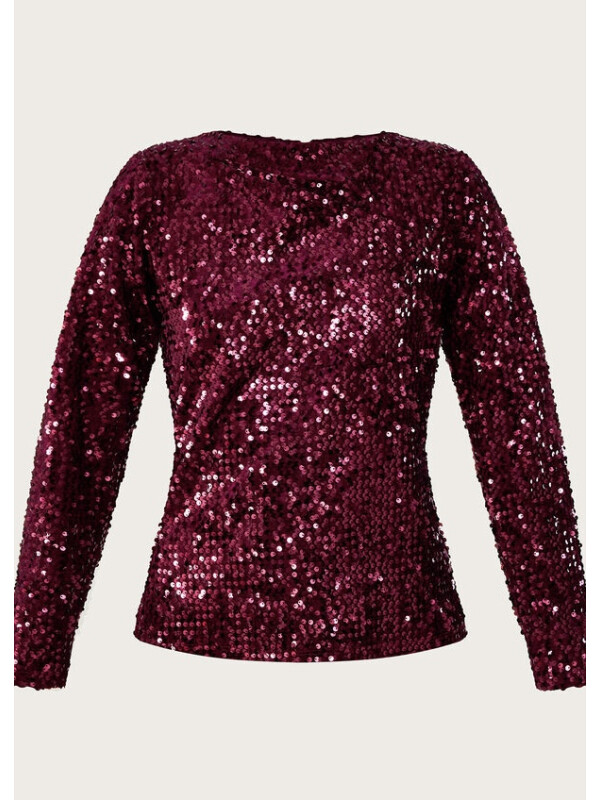 Top visiniu Daisy din catifea cu paiete