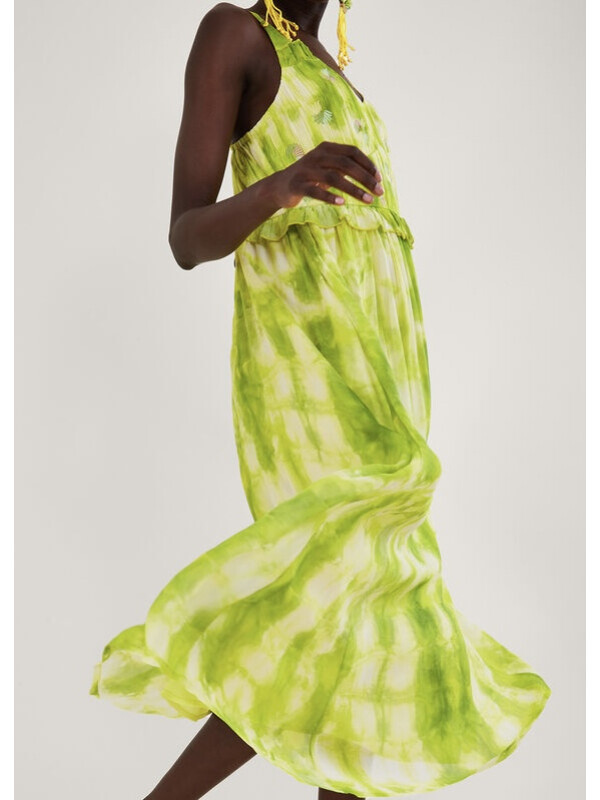 Rochie verde Dalila cu imprimeu tie-dye
