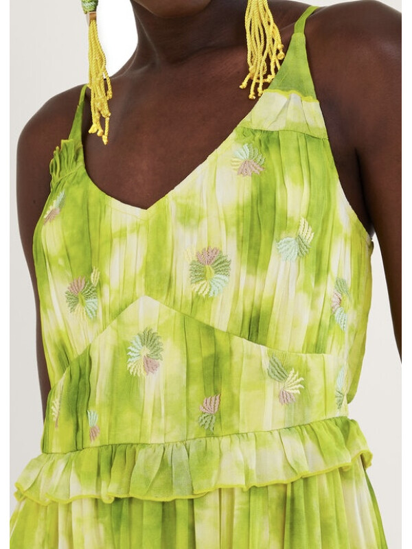 Rochie verde Dalila cu imprimeu tie-dye-Verde-S