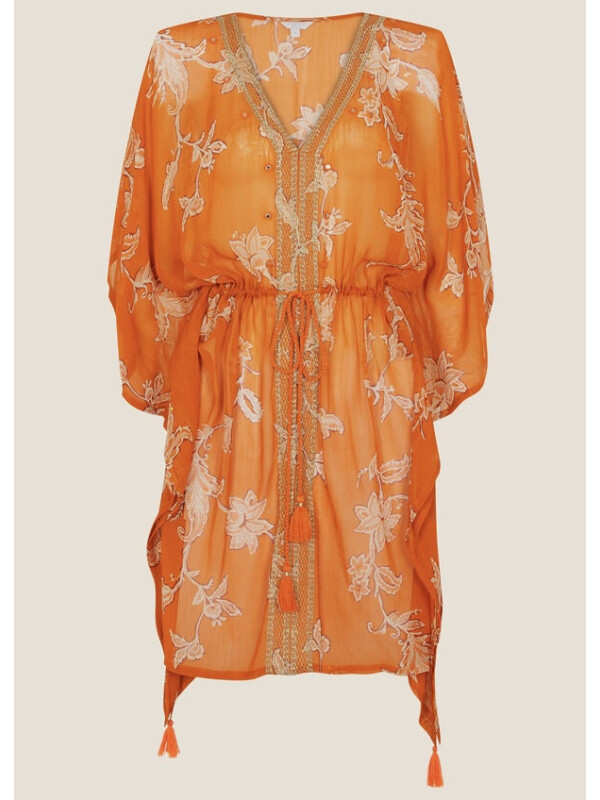 Kaftan Kai cu imprimeu, din viscoză sustenabilă, portocaliu