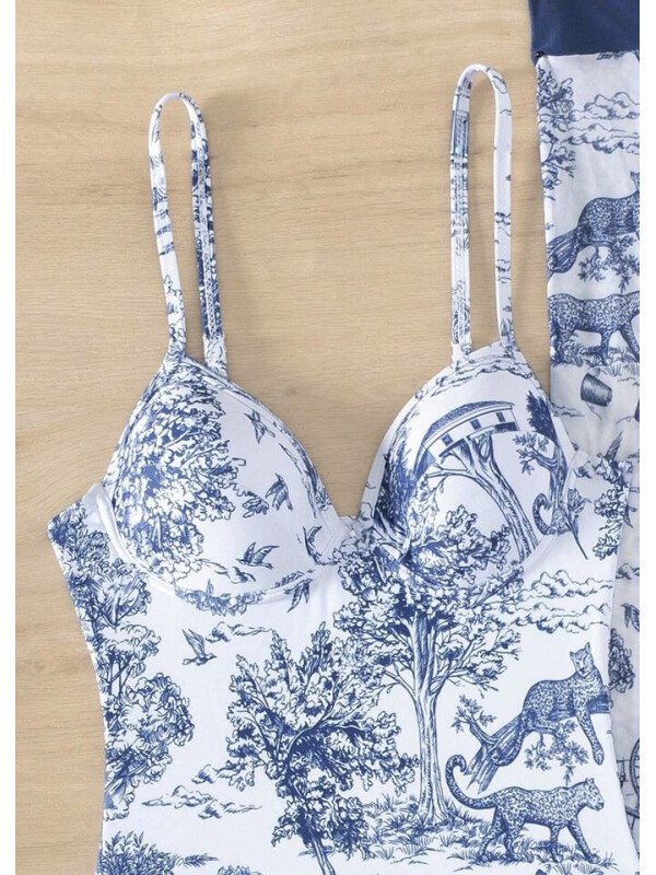 Costum de baie intreg și fustă cu nod lateral swim oasis – Set de vară cu imprimeu floral și animal print, 2XL