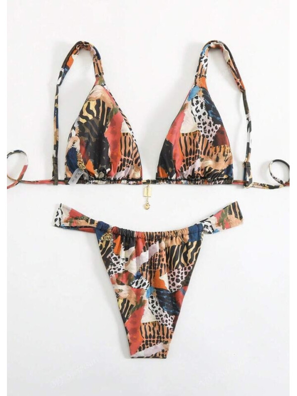 Set de bikini de vară pentru plajă, cu imprimeu leopard, sexy, imprimat aleatoriu