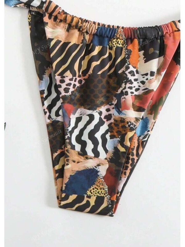 Set de bikini de vară pentru plajă, cu imprimeu leopard, sexy, imprimat aleatoriu-Print-L
