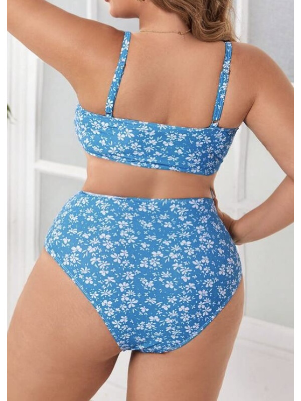 Costum de baie bikini plus size,model de vară cu imprimeu floral delicat și croială sexy