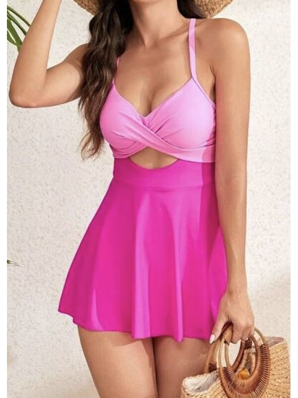 Cotum de baie roz,stil camisole