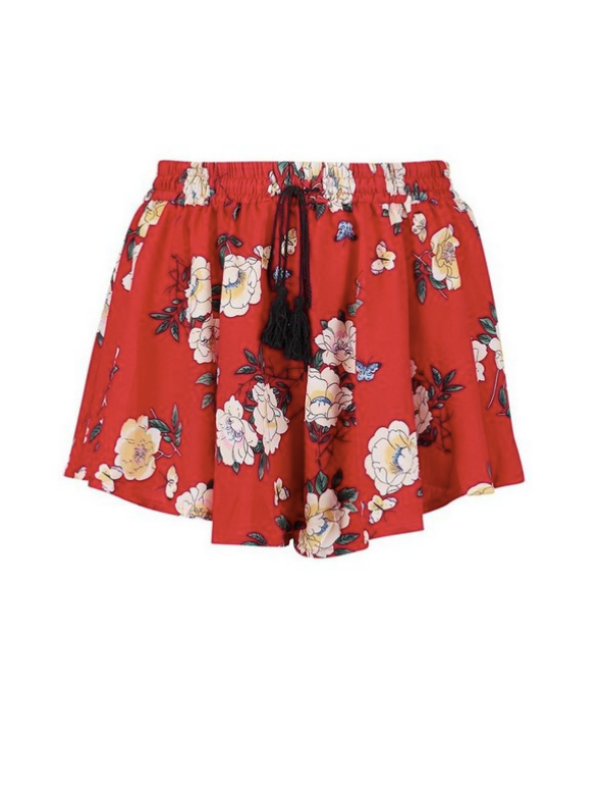 PANTALONI SCURȚI CU FLORI